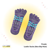 Middle Stripes Loafer Toe Socks (Non-Slip Heel)