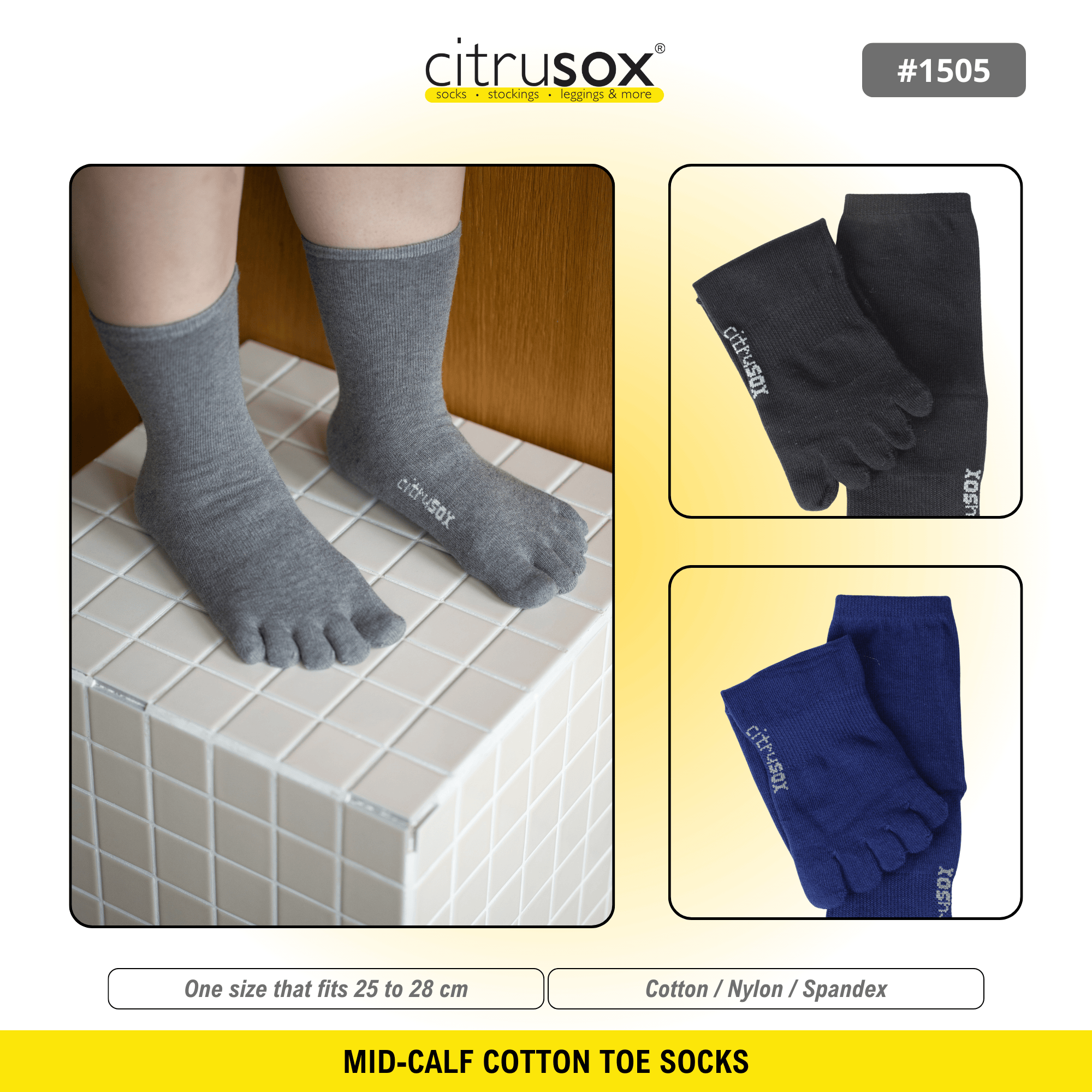 Mid-Calf Cotton Toe Socks – Citrusox Mid-Calf Cotton Toe Socks – Citrusox
