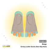 Grainy Loafer Loafer No-Show Socks (Non-Slip Heel)