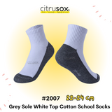 Grey Sole White Top Cotton School Socks