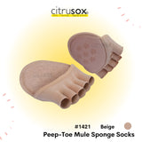 Peep-Toe No-Show Sponge Mule Socks