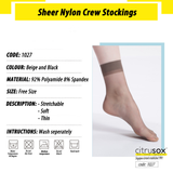 Nylon Sheer 15 Denier Crew Stockings [5 Pairs Pack]