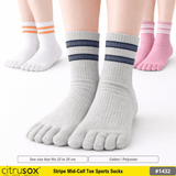 Stripe Mid-Calf Toe Socks