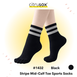 Stripe Mid-Calf Toe Socks