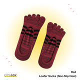 Middle Stripes Loafer Toe Socks (Non-Slip Heel)