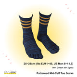 Trio Stripes Patterned Crew Toe Socks