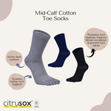 Mid-Calf Cotton Toe Socks