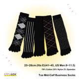 Black Base Business Wear Mid-Calf Toe Socks