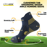 Cushioned Tab Anatomical Left-Right Fit Ankle Running Socks