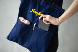 Personalised Customised Embroidery Dual Pocket Denim Zip Tote Bag (39x32 cm) #3733