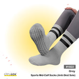 Anti-Skid Sole Duo Stripe Sports Mid-Calf Socks