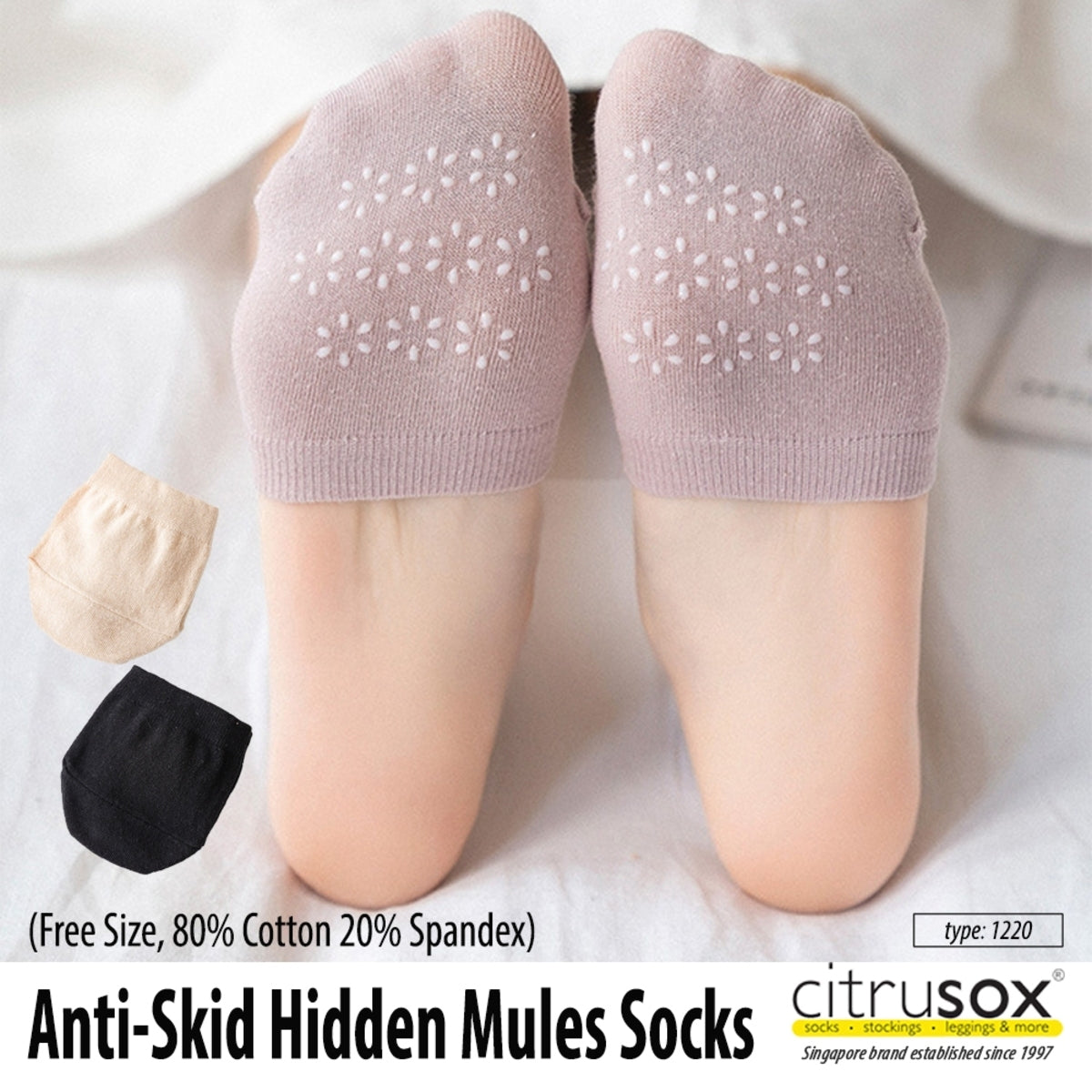 Anti-Skid No-Show Mule Socks