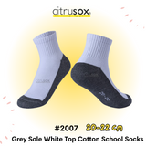 Grey Sole White Top Cotton School Socks
