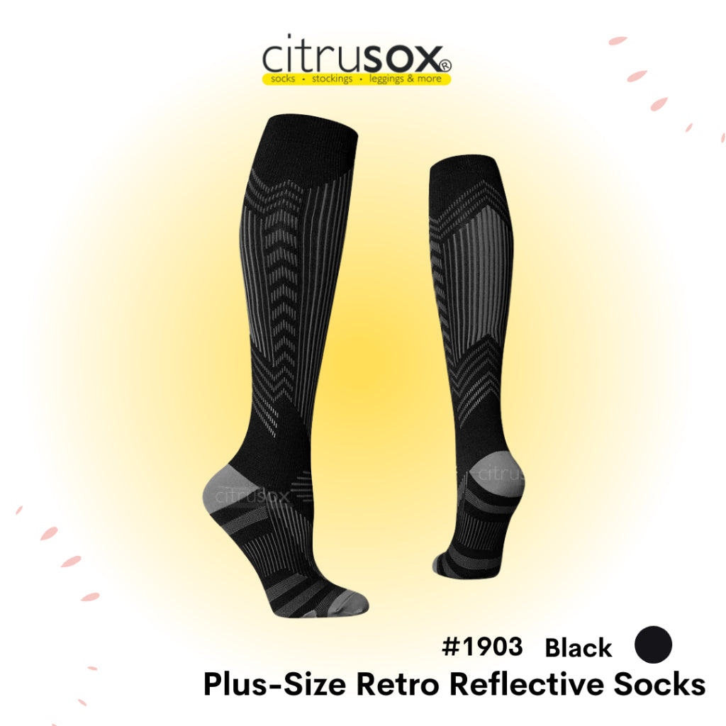 Retro Reflective Plus Size Knee Socks Citrusox