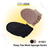 Peep-Toe No-Show Sponge Mule Socks